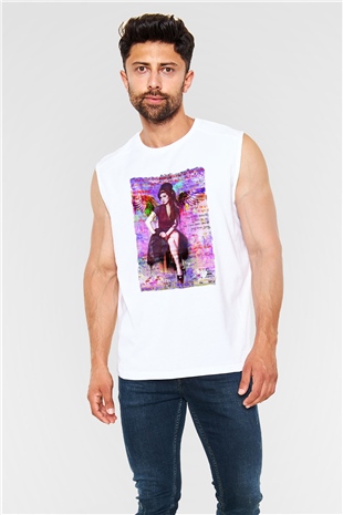 Amy Winehouse Beyaz Unisex Kolsuz Tişört