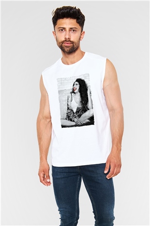 Amy Winehouse Beyaz Unisex Kolsuz Tişört