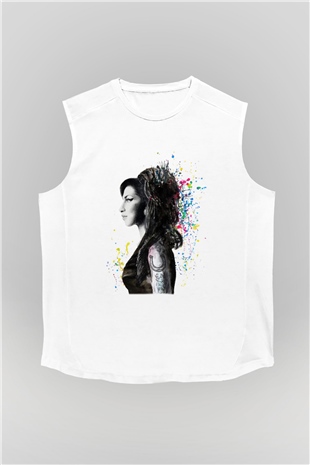 Amy Winehouse Beyaz Unisex Kolsuz Tişört
