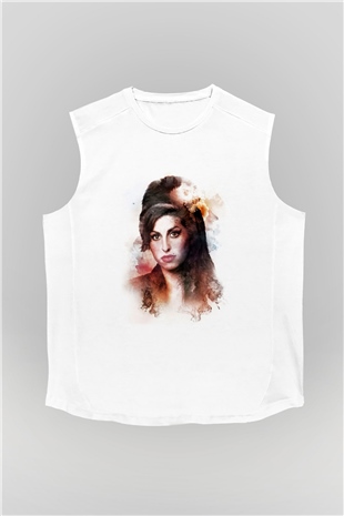 Amy Winehouse Beyaz Unisex Kolsuz Tişört