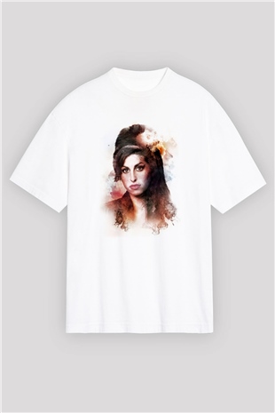 Amy Winehouse Beyaz Unisex Oversize Tişört T-Shirt