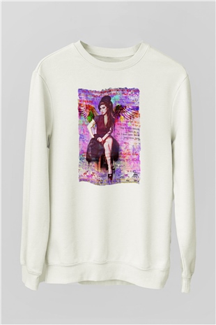 Amy Winehouse Beyaz Unisex Sweatshirt