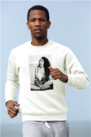 Amy Winehouse Beyaz Unisex Sweatshirt