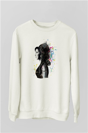 Amy Winehouse Beyaz Unisex Sweatshirt
