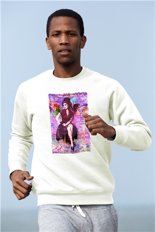 Amy Winehouse Beyaz Unisex Sweatshirt