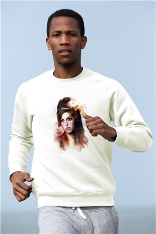 Amy Winehouse Beyaz Unisex Sweatshirt