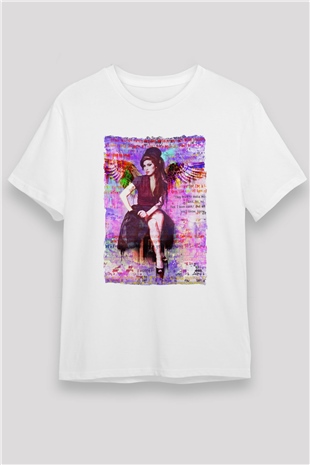 Amy Winehouse Beyaz Unisex Tişört T-Shirt - TişörtFabrikası