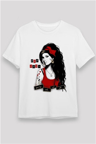Amy Winehouse Beyaz Unisex Tişört T-Shirt - TişörtFabrikası