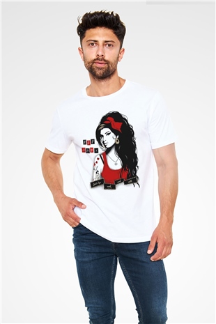 Amy Winehouse Beyaz Unisex Tişört T-Shirt - TişörtFabrikası