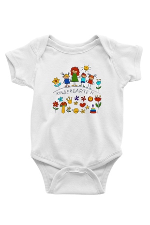 Ana okulu Baskılı Beyaz Unisex Bebek Body - Zıbın