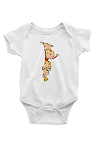 Ana okulu Baskılı Beyaz Unisex Bebek Body - Zıbın