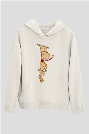 Ana okulu Beyaz Unisex Hoodie