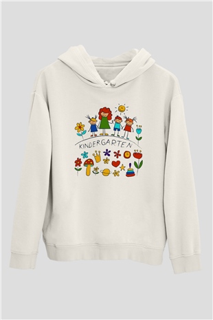 Ana okulu Beyaz Unisex Hoodie
