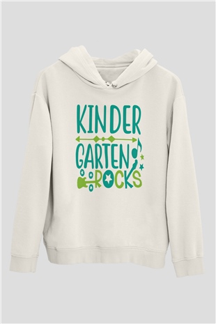 Ana okulu Beyaz Unisex Kapüşonlu Sweatshirt