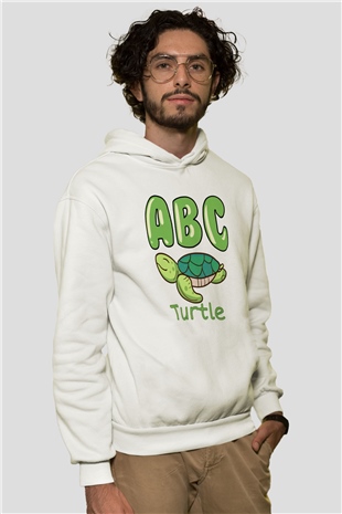 Ana okulu Beyaz Unisex Kapüşonlu Sweatshirt