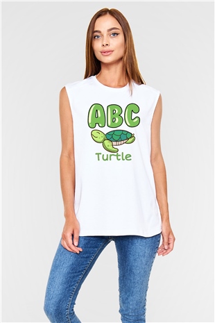 Ana okulu Beyaz Unisex Kolsuz Tişört