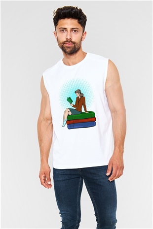 Ana okulu Beyaz Unisex Kolsuz Tişört