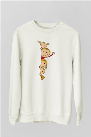 Ana okulu Beyaz Unisex Sweatshirt