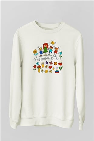 Ana okulu Beyaz Unisex Sweatshirt