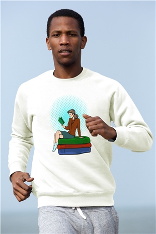 Ana okulu Beyaz Unisex Sweatshirt