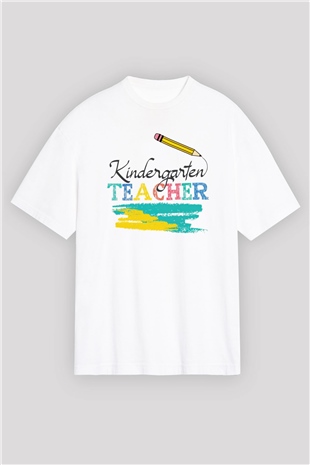Ana okulu Beyaz Oversize Tişört Oversize T-shirt - TişörtFabrikası