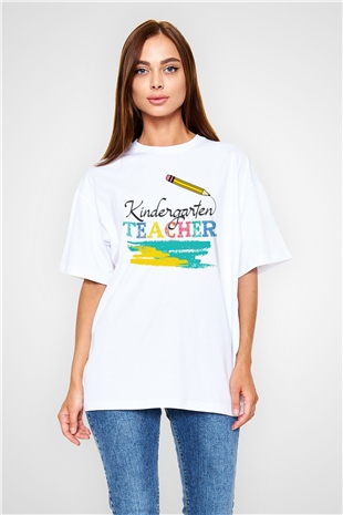 Ana okulu Beyaz Oversize Tişört Oversize T-shirt - TişörtFabrikası