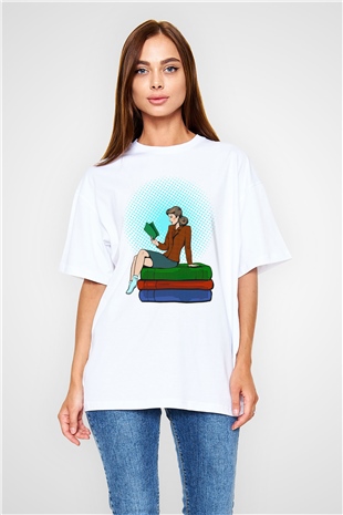 Ana okulu Beyaz Oversize Tişört Oversize T-shirt - TişörtFabrikası