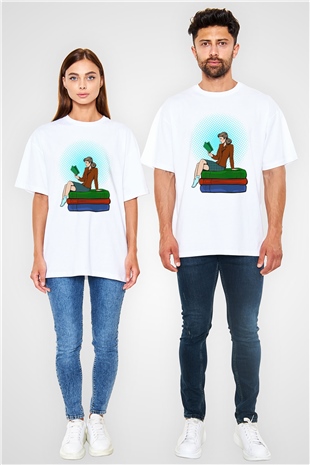 Ana okulu Beyaz Oversize Tişört Oversize T-shirt - TişörtFabrikası