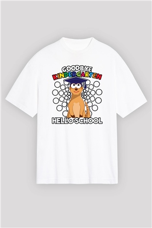 Ana okulu Beyaz Oversize Tişört Oversize T-shirt - TişörtFabrikası