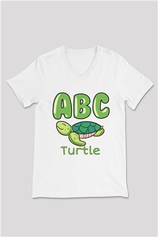 Ana okulu Beyaz Unisex V Yaka Tişört
