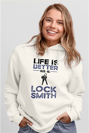 Anahtarcı Beyaz Unisex Kapüşonlu Sweatshirt