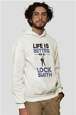 Anahtarcı Beyaz Unisex Kapüşonlu Sweatshirt