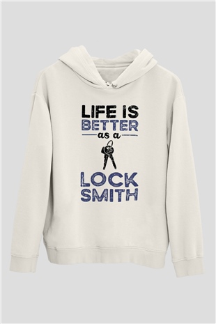 Anahtarcı Beyaz Unisex Kapüşonlu Sweatshirt