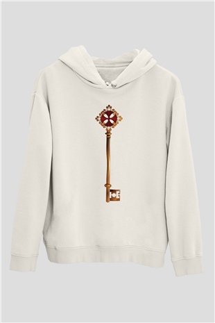 Anahtarcı Beyaz Unisex Kapüşonlu Sweatshirt