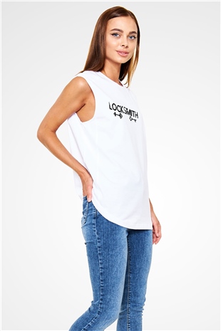 Anahtarcı Beyaz Unisex Kolsuz Tişört