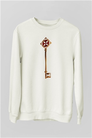 Anahtarcı Beyaz Unisex Sweatshirt