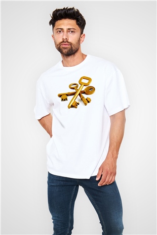 Anahtarcı Beyaz Oversize Tişört Oversize T-shirt - TişörtFabrikası