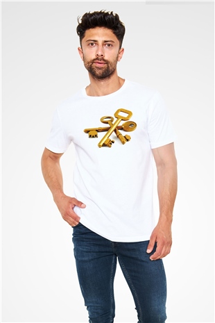 Anahtarcı Beyaz Unisex Tişört T-Shirt - TişörtFabrikası