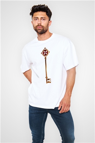 Anahtarcı Beyaz Oversize Tişört Oversize T-shirt - TişörtFabrikası