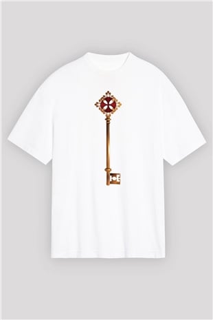 Anahtarcı Beyaz Oversize Tişört Oversize T-shirt - TişörtFabrikası