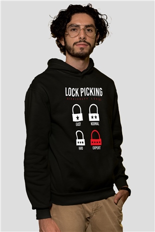 Anahtarcı Siyah Unisex Kapüşonlu Sweatshirt