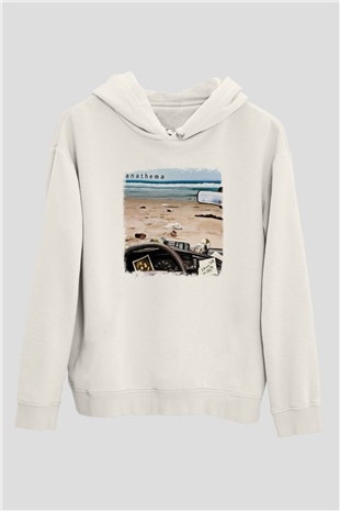 Anathema Baskılı Unisex Beyaz Hoodie