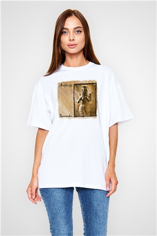 Anathema Baskılı Unisex Beyaz Oversize Tişört