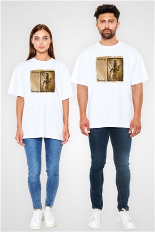 Anathema Baskılı Unisex Beyaz Oversize Tişört