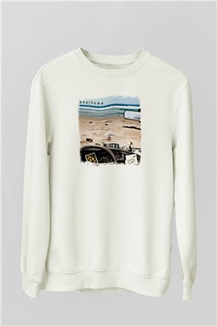 Anathema Baskılı Unisex Beyaz Sweatshirt