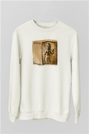Anathema Baskılı Unisex Beyaz Sweatshirt