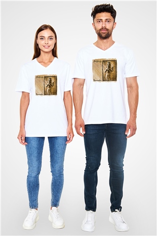 Anathema Baskılı Unisex Beyaz V Yaka Tişört