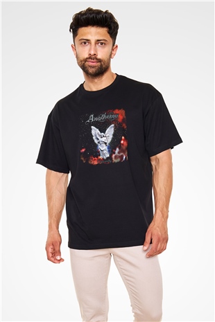 Anathema Baskılı Unisex Siyah Oversize Tişört
