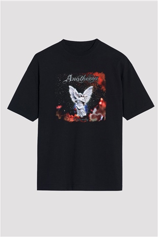Anathema Baskılı Unisex Siyah Oversize Tişört