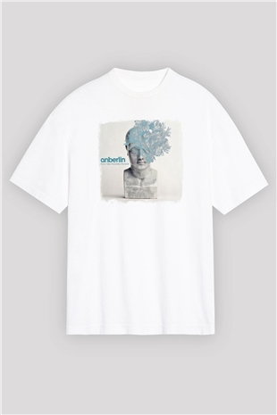 Anberlin Baskılı Unisex Beyaz Oversize Tişört
